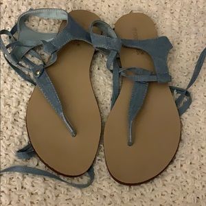 Blue jean strappy sandals